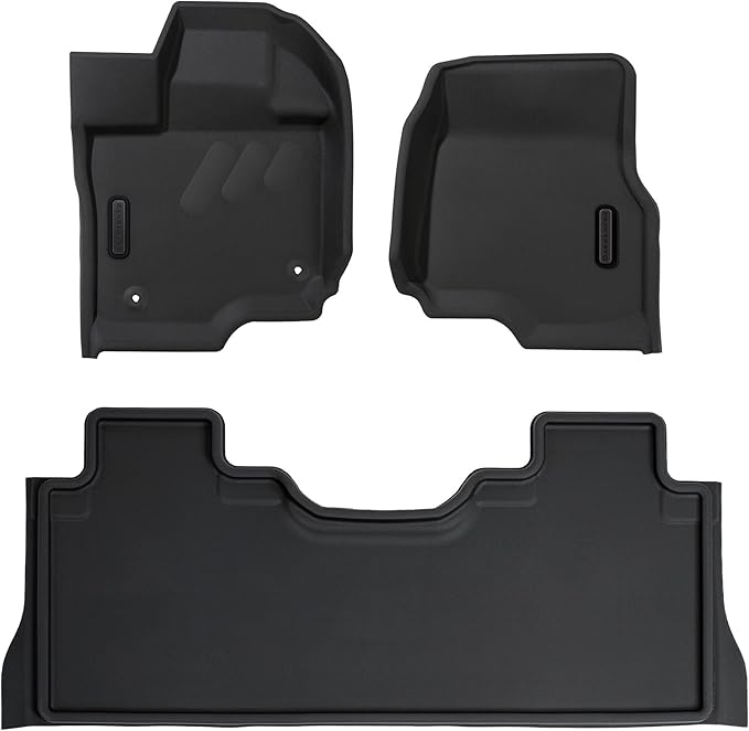 BaseLayer Elite Floor Mats for Ford F150 (2015-2025) SuperCrew and (2022-2025) Lightning with Rear Fold-Flat Storage - Made in USA – Precision Fit Heavy Duty All-Weather Mats - Front & Rear