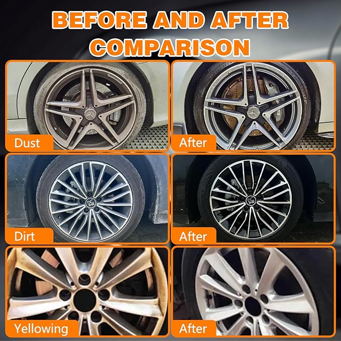 Rim & Wheel Cleaner Spray, Iron Rust & DUST Remover, Purple Color Changing Iron Remover, Brake Dust & Rust Cleaner for Most Wheels, Aluminum Safe, 10 fl oz