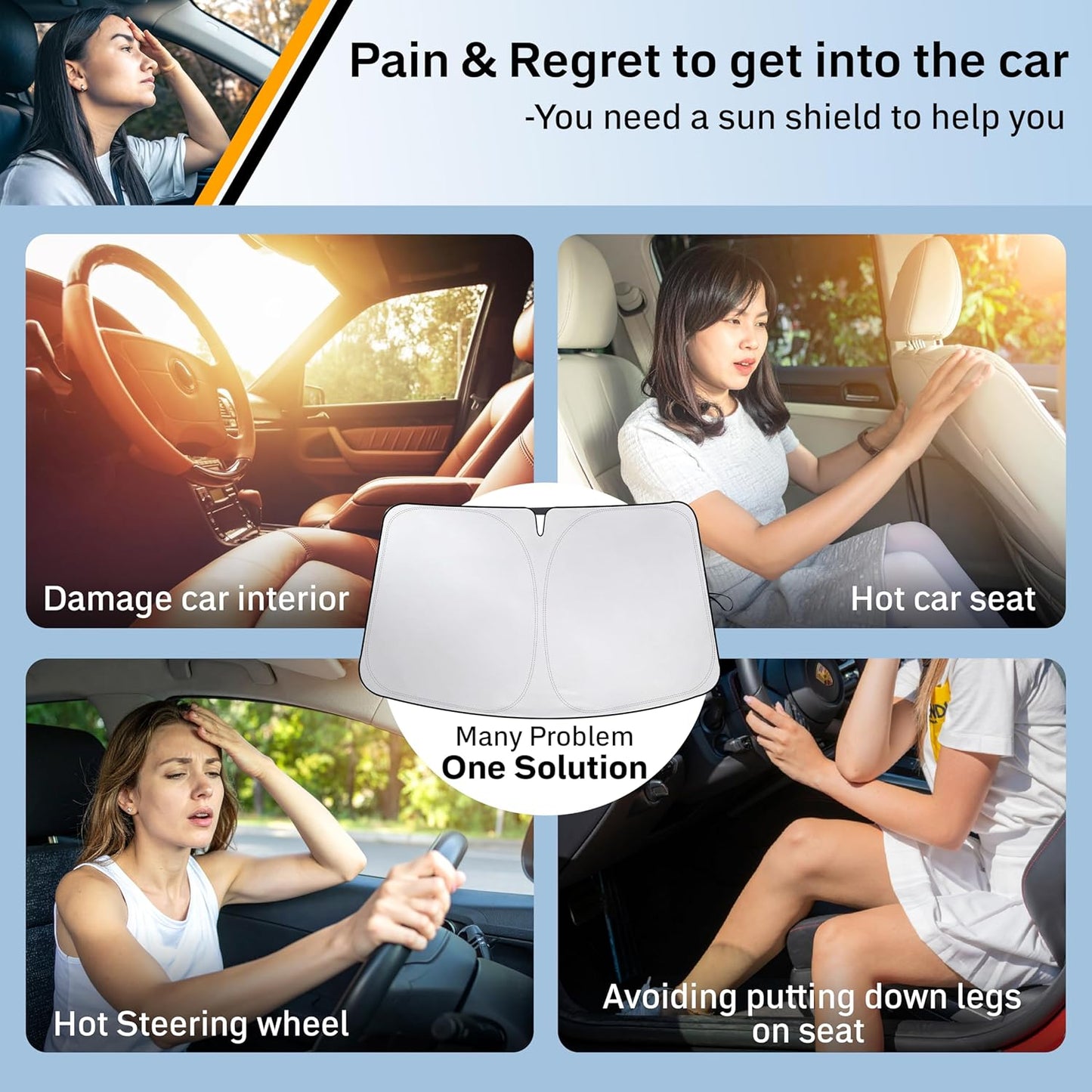 for Acura RDX 2019-2024 2025 Windshield Sunshade Compatible-EcoNour 240T Polyester Material Cars Sun Visor Reflector Blocks UV Rays - Foldable Sunshade Interior Protection Acura RDX Accessories