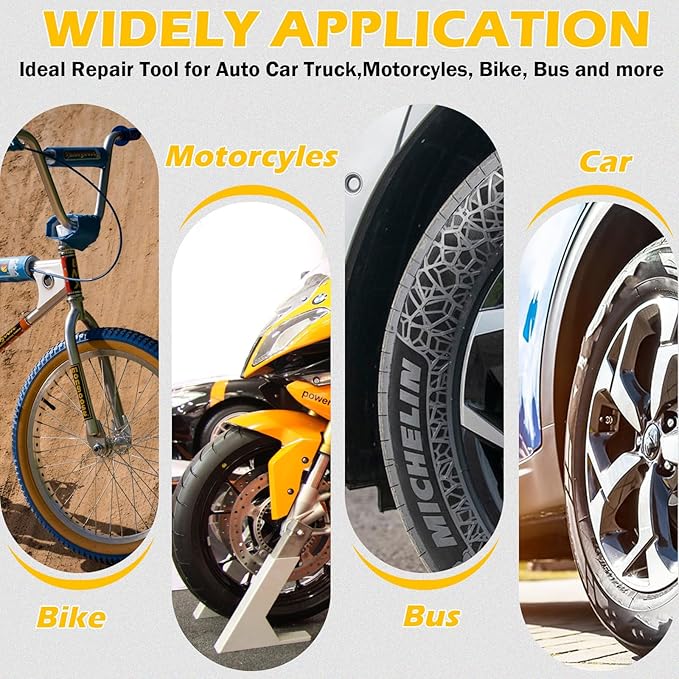 Kefly Air Tire Repair Kits, Wheel Polish Patch Tools, Includes 2500RPM Low Speed Air Tire Buffer, Tire Inner Liner Scrapper, Patch Roller, Tungsten Steel Buffing Wheel, and Precision Accessories