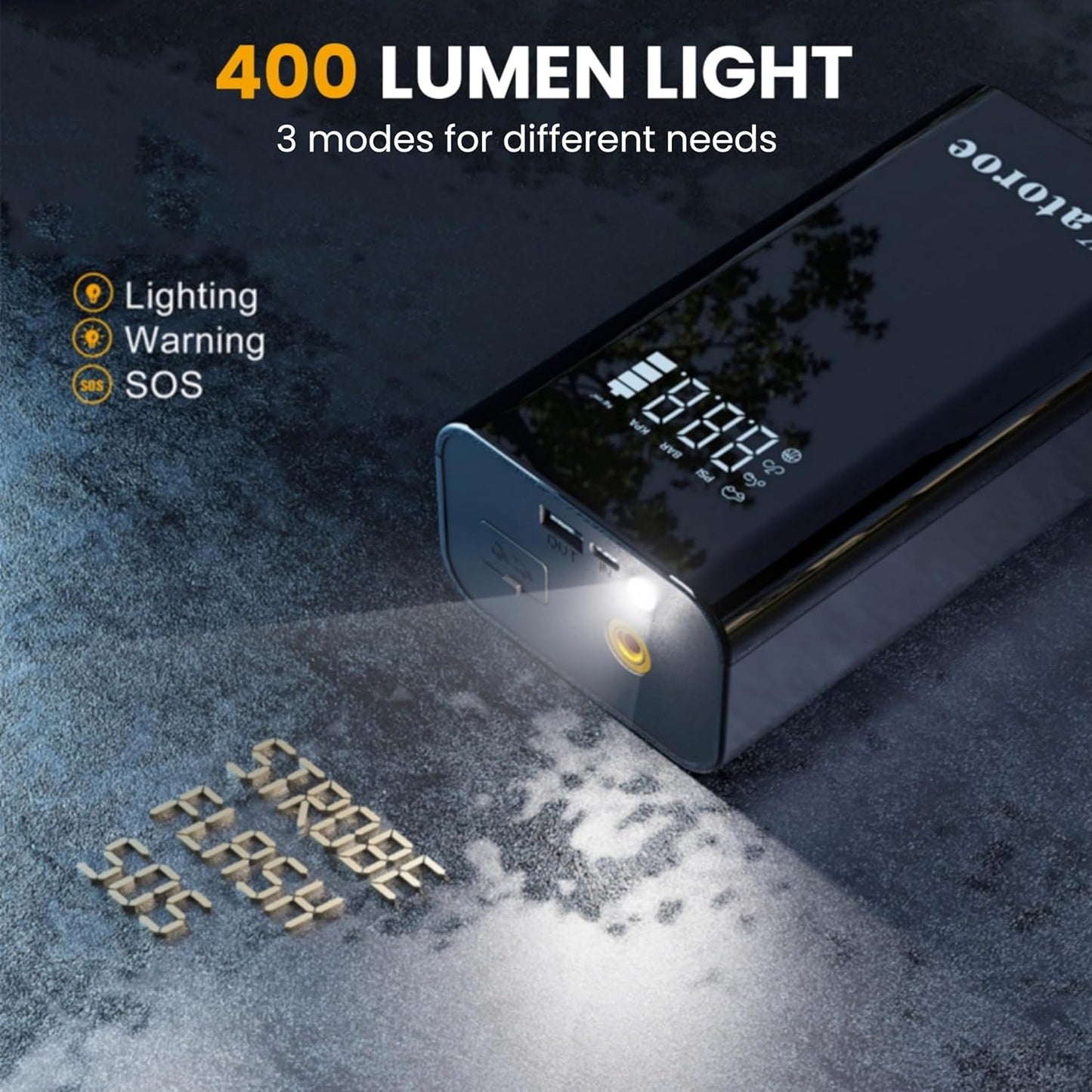 Jump Starter with Air Compressor, 4000A Portable Car Battery Jump Starter (9.0L Gas/7.0L Diesel), 150PSI Tire Inflator 12V Battery Jumper Starter Portable with Jumper Cables, LED Light (Q7-4000A)