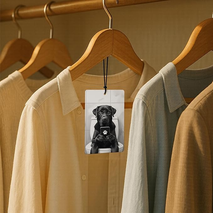 Funny Dog Bathroom Air Freshener 4 Pcs, Black Lab Gifts, Golden Retriever Lovers Gifts Air Freshener Hanging for Bathroom Decor, Dog Lover Gift Car Accessories for Women Men