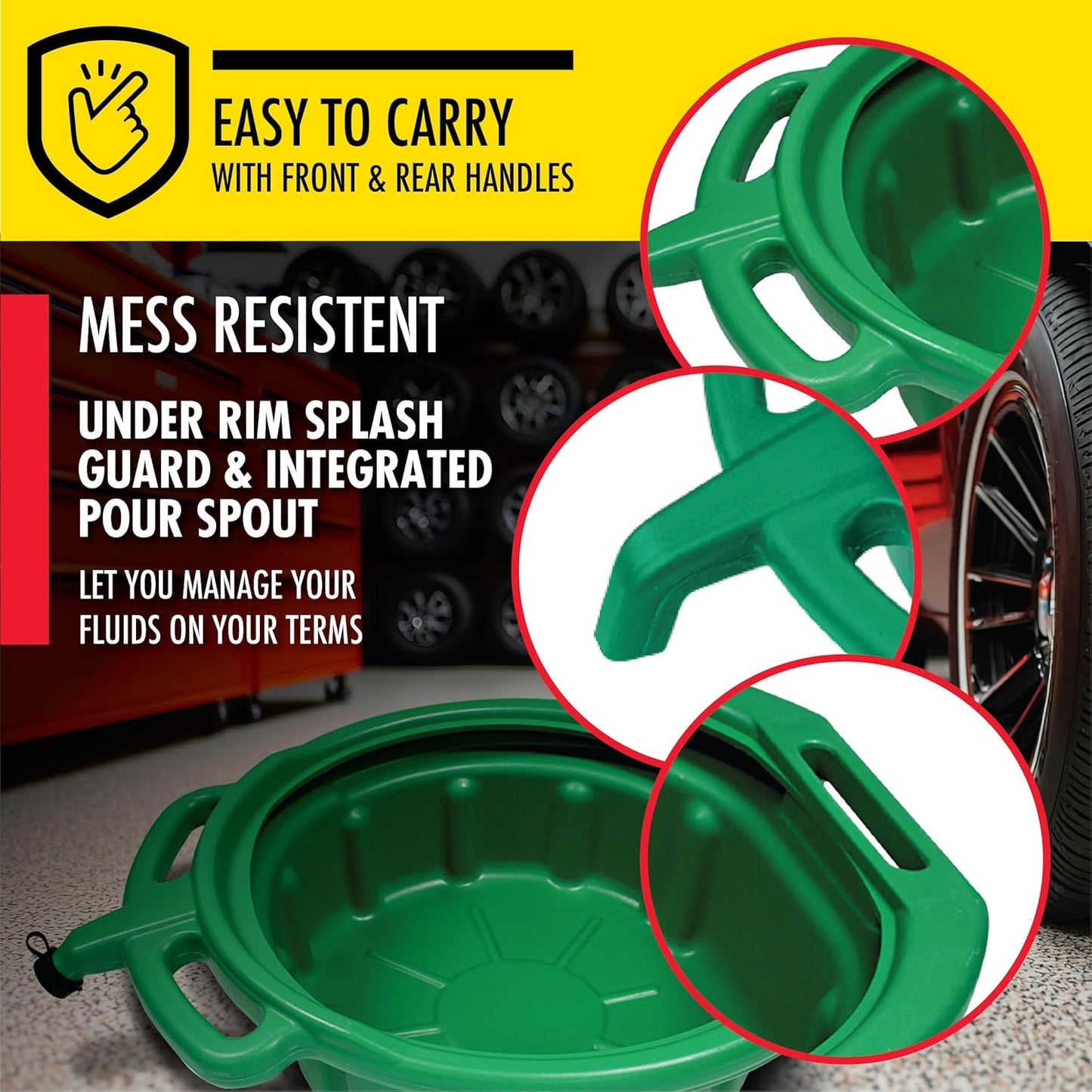 LUMAX Green 3.75 Gallon Plastic Oil Drain Pan, LX-1631