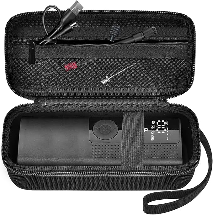 Lumus&Solem Storage Case Compatible with Portable Air Pump, 120 PSI Air Compressor, Car Tire Inflator Storage Bag for USB Cable, Air House, Connector and Accessories (Box Only)-Black