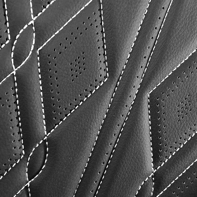 Huidasource Rear Seat Covers, Waterproof Faux Leather Rear Split Bench Car Seat Covers, Universal Fit Automotive Back Seat Covers for Most Cars Sedan SUV Pickup Truck (Back Row/Black&White)