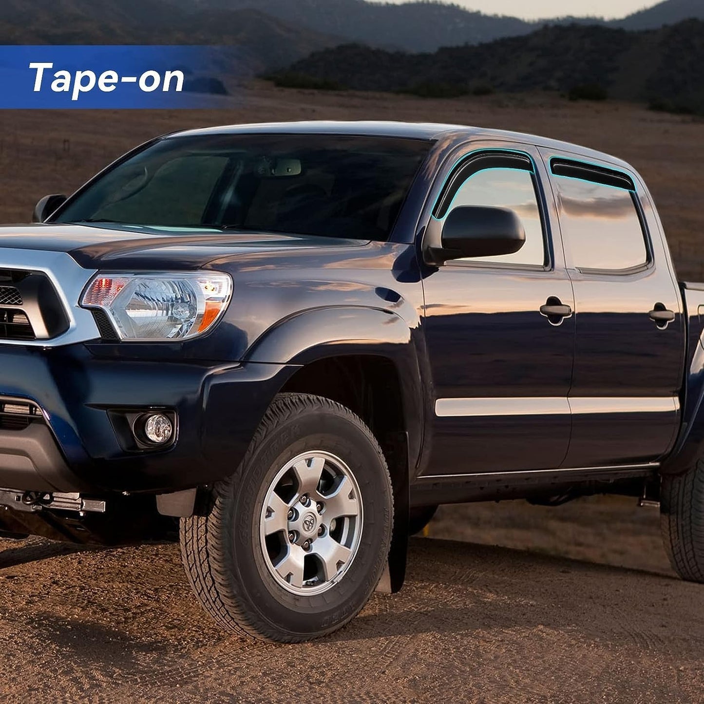 Window Visors Rain Guards for 2005-2015 Toyota Tacoma Double Cab, Out-Channel Window Vent Wind Deflectors Visors Shades for 05-15 Tacoma