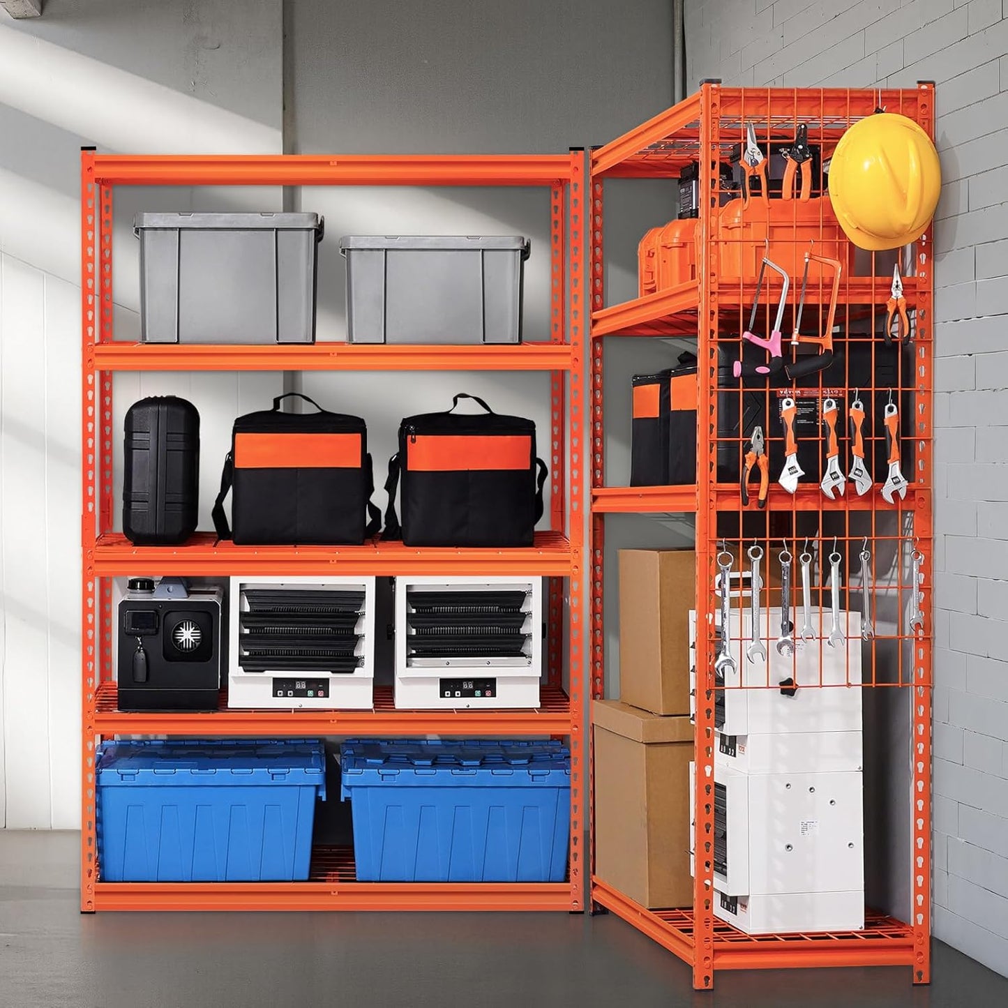 VEVOR Storage Shelves, 2500 lbs, 5 Tier Heavy Duty Garage Shelving, 18" D x 48" W x 72" H Adjustable Metal Shelves for Industrial Shelving Unit Utility Shelf, for Kitchen, Warehouse, Basement, Orange