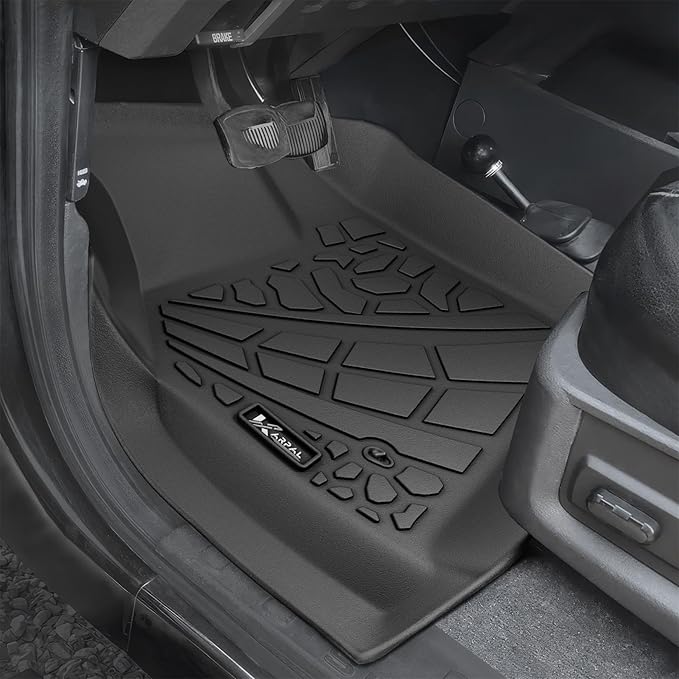 KARPAL Floor Mats Fit for 1999-2007 Ford F-250/ F-350/ F-450 Super Duty Crew Cab, Custom Fit All Weather TPE Ford Super Duty Accessories 1st & 2nd Row Car Floor Liners