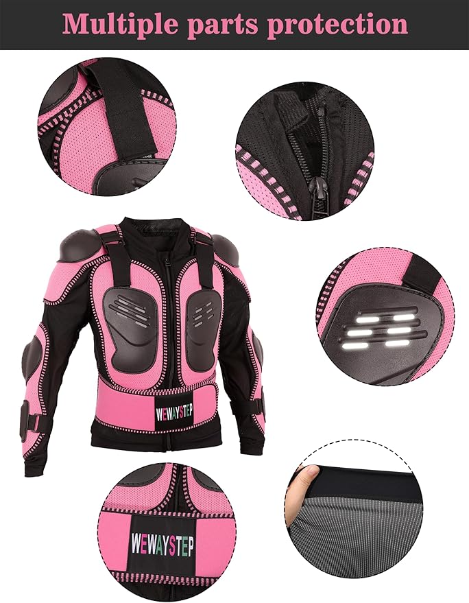 Kids Motorcycle Jacket Dirt Bike Gear,Motocross Spine Chest Protector Armor Suit with Knee Shin Guards