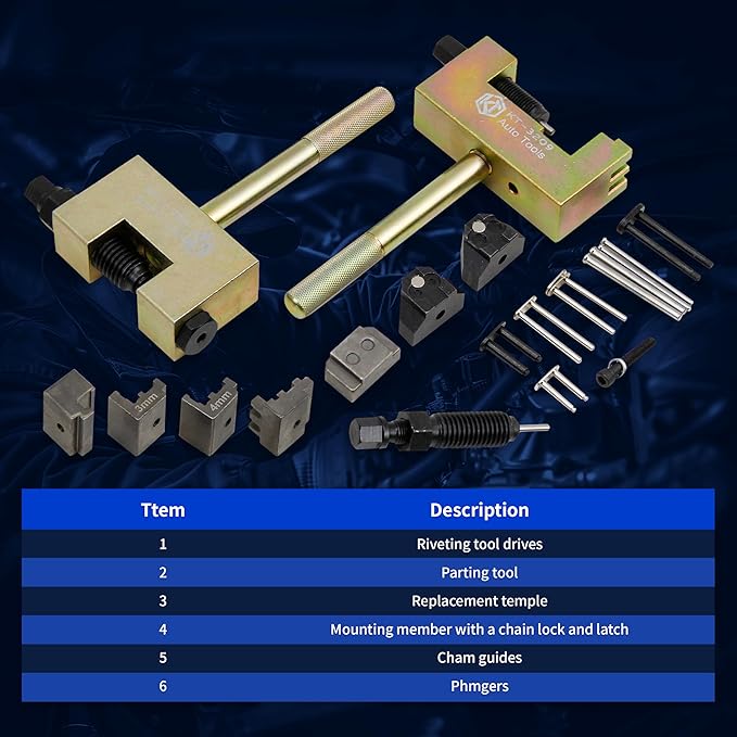 Engine Timing Chain Removal Installer Tool Kit Compatible with Mercedes Benz M271 M272 M273 M274 M276, Camshaft Riveting Tool Kit with Carrying Case & Gloves