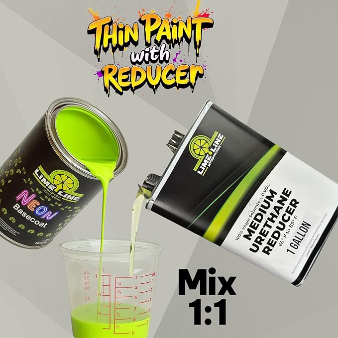LiME LiNE Automotive Neon Basecoat Paint - Custom Paint for Cars, Trucks and Motorcycles Mix 1:1 with Urethane Reducer (Neon Orange, 1 Quart)