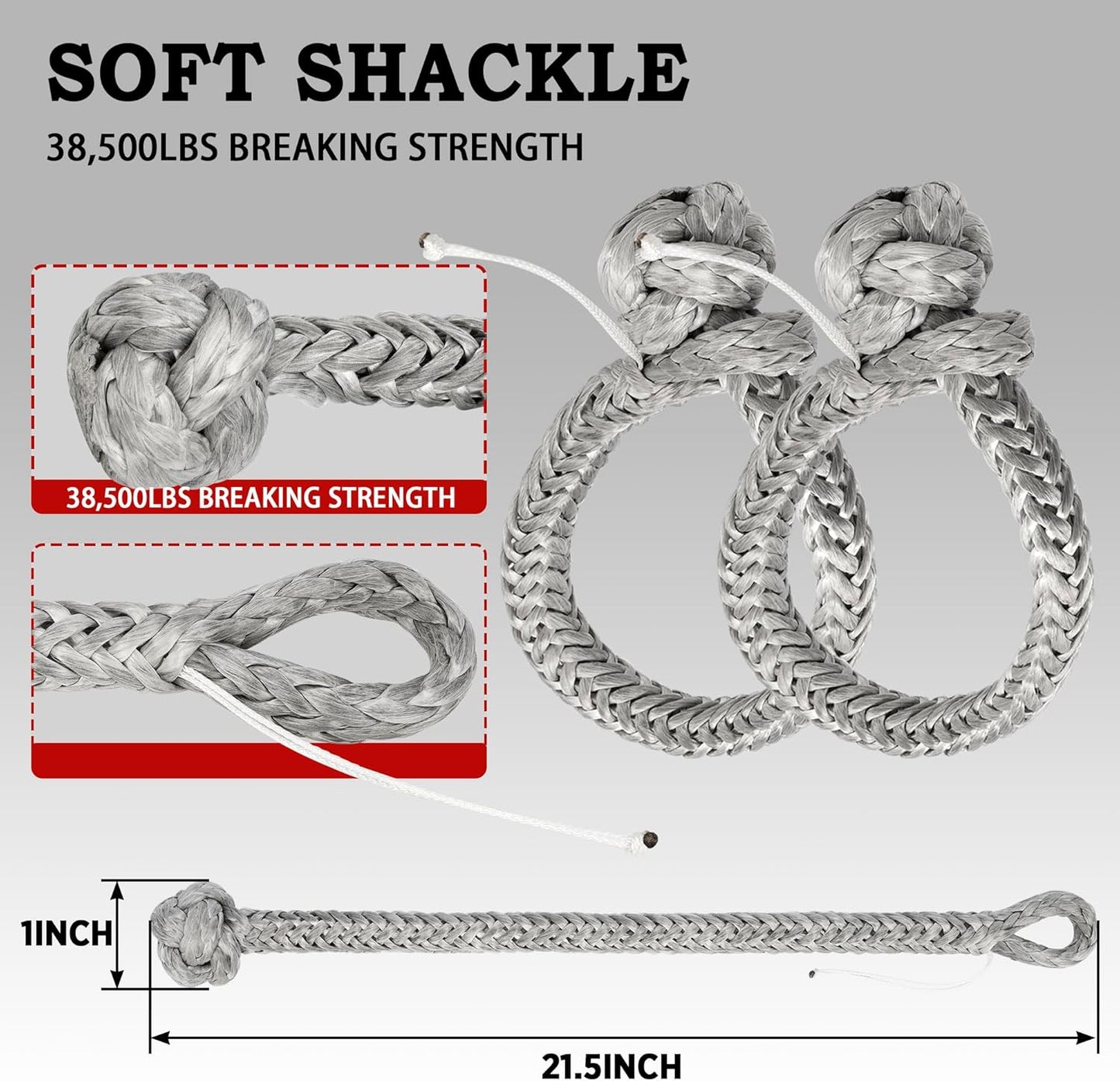 Nylon Kinetic Recovery Tow Rope Heavy Duty Offroad Snatch Strap for for Trucks SUV UTV ATV Tractor Car Jeep, Tractor, Bobcat, Ram 2500, Silverado 2500, Ford F250 (Golden, 1" x 30')