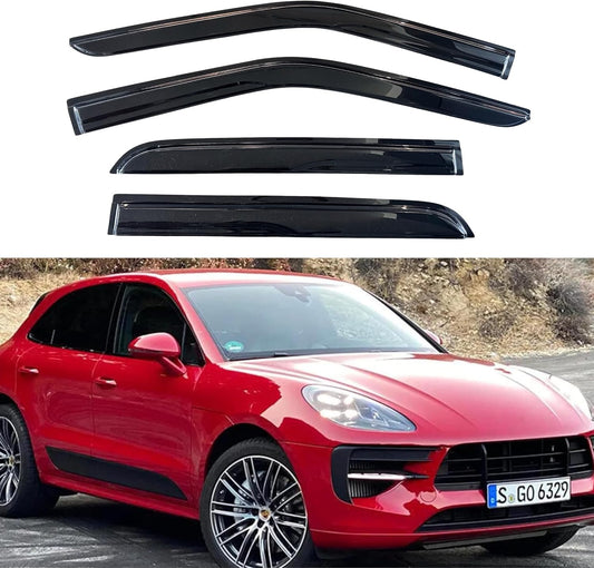 KPY Window Visor Compatible with Porsche Macan 2015-2021, 4PC Rain Guard Side Window Vent Deflectors Tape-On Mugen Style, 2015 2016 2017 2018 2019 2020 2021