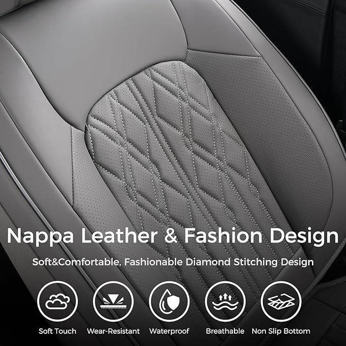 Huidasource Rear Seat Covers for Cars, Trucks, SUVs, 3 Piece Back Seat Cover for Split Bench, Vehicle Seat Cushion Cover Protector Universal Fit for Most Cars (Back Row/Gray)