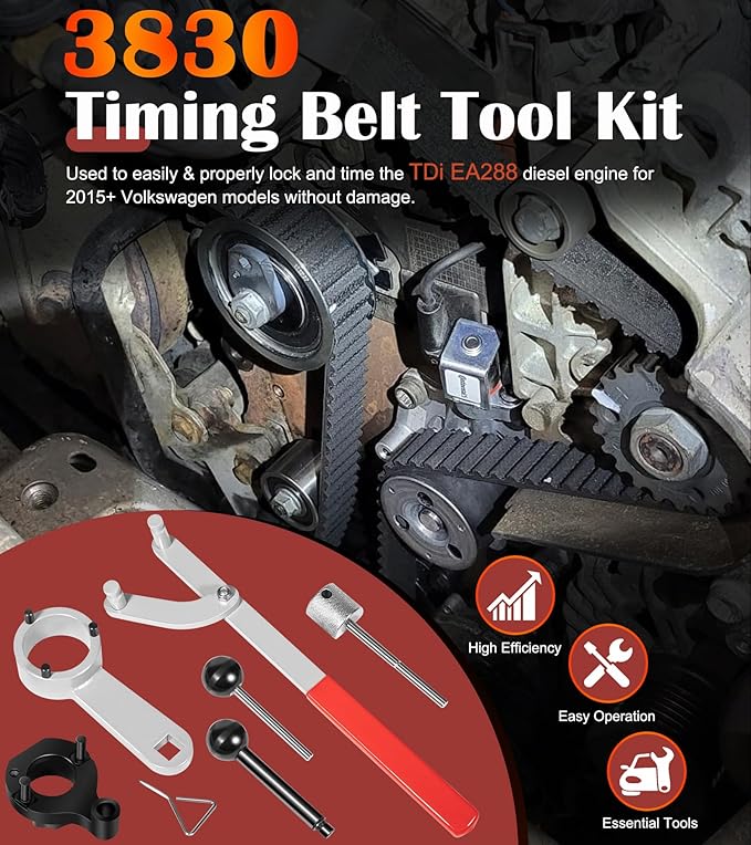 3830 Camshaft Timing Belt Tools Kit Compatible with 2015+ Volkswagen TDi EA288 Diesel Engines, Direct Replacement for T10172 T10490 T10492 T10051 T3359 T10115