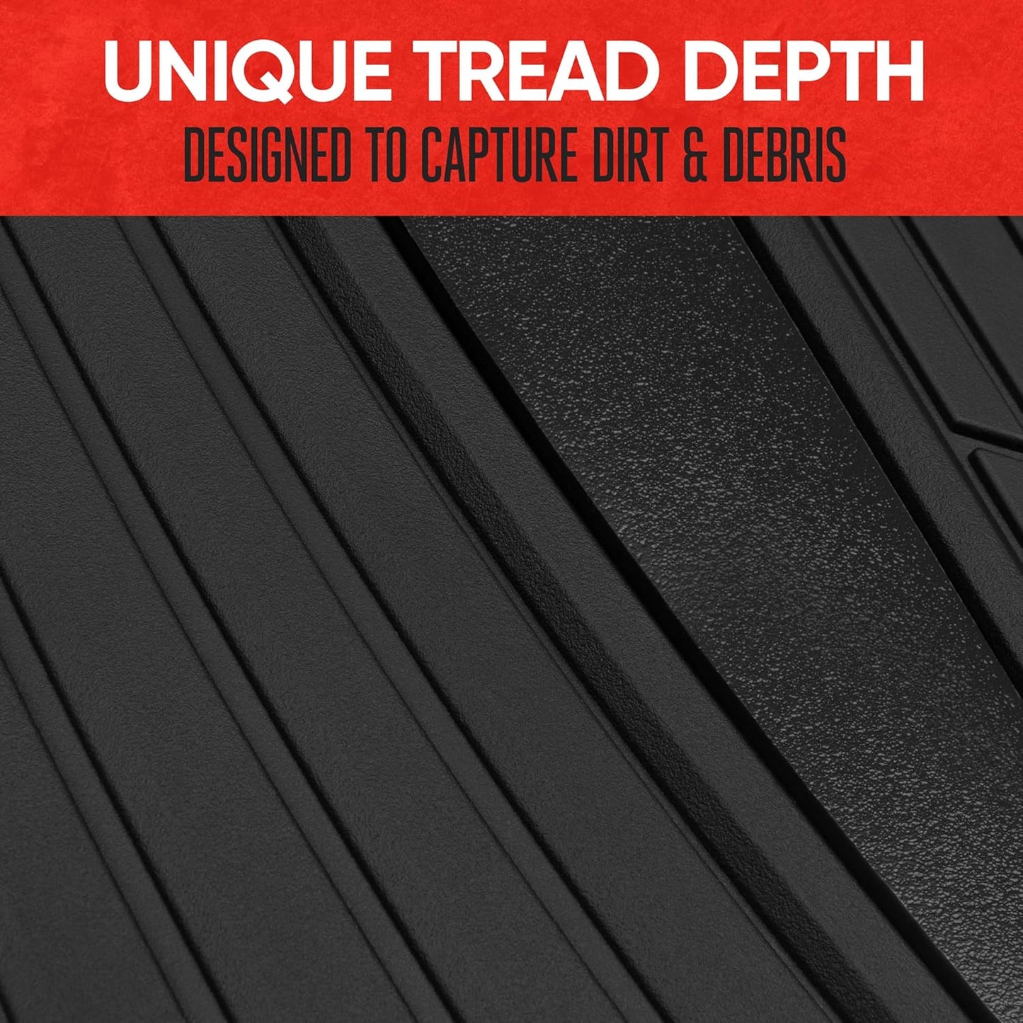 Motor Trend Rubber Car Floor Mats - Durable, All Weather Protection with Non-Slip Backing, Two Tone Accent - For Front and Rear, Black & Gloss Black