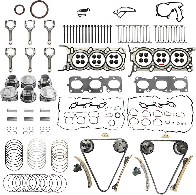 G6DH 3.3 Engine Rebuild Overhaul Kit With Head Gasket Set Timing Chain Kit Piston Con-rod Kit Fit For Hyundai Santa Fe Azera Kia Sorento Sedona Cadenza 3.3L 2011-2019 10198200 10198100 TS2315 PTKHY25