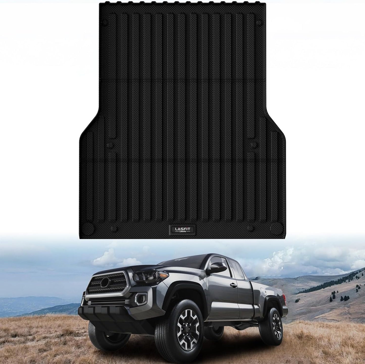 LASFIT Bed Mat for Toyota Tacoma (5FT,61.3'' Bed) 2023 2022 2021 2020 2019-2005 Truck Bed 5 ft, All Weather TPE Car Bed Liner for Toyota Tacoma Accessories Truck Mat &Cargo Liner, Black
