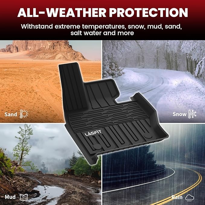 LASFIT Floor Mats & Cargo Mat for Range Rover Sport 2023-2025, TPE All Weather Protection 1st & 2nd Row Rubber Floor Liners for Range Rover Sport Accessories, Black, Easy to Clean
