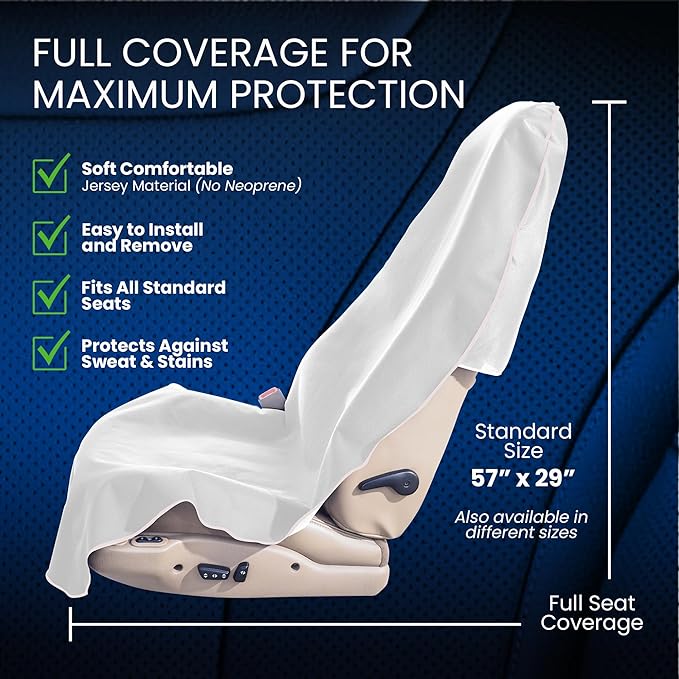 Dri Seats Waterproof Car Seat Cover – Premium Sweat Towel with Slip Resistant Backing for Front Seats in Cars, Trucks, SUVs – Universal Seat Liner, Easy Install, Machine Washable, Breathable