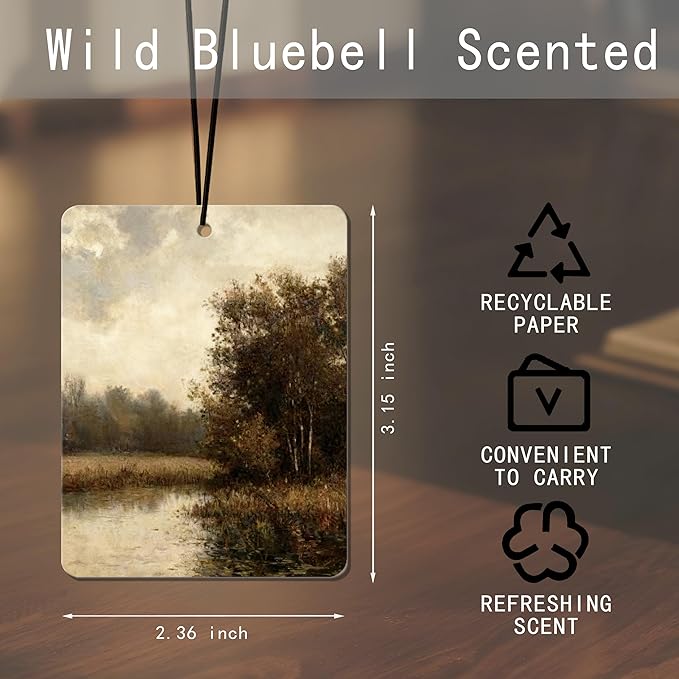 Vintage Landscape Air Freshener 4 Pcs, Artistic Nature Scene Hanging Air Freshener for Cars, Closet, Drawer, Home Decor for Art & Nature Lovers, Gift for Women