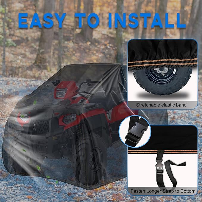 Universal XL ATV Cover, Large 4 Wheeler Quad Covers Wide fit for Polaris Sportsman,Honda Foreman FourTrax,CFMOTO Cforce,Can am Outlander 500 570 Outdoor All Weather Waterproof Heavy Duty