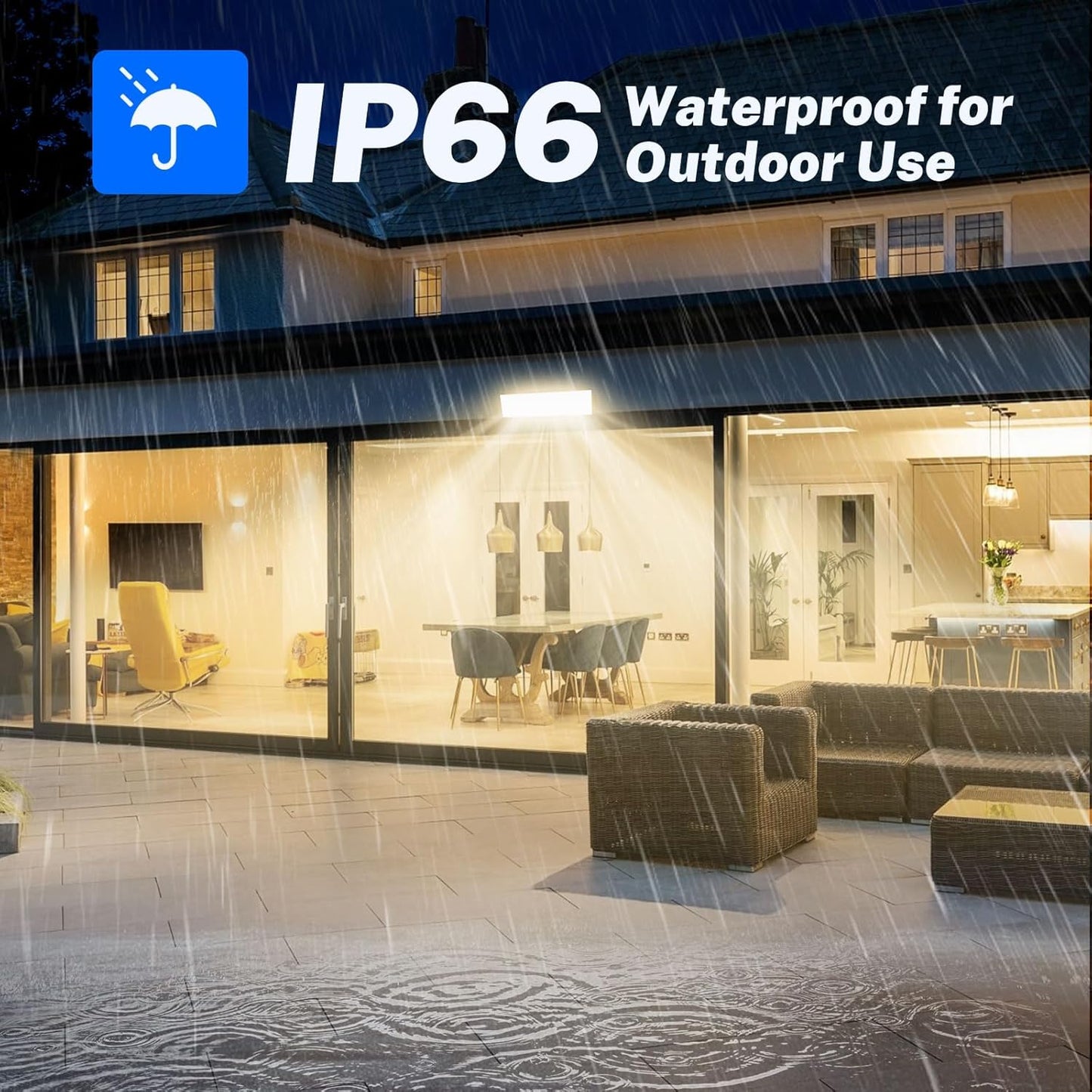 2 Pack LED Shop Lights, 100W 11000LM 3000K Warm White Plug in Garage Light with 6FT Power Cord, IP66 Waterproof Work Bench Shop Lights for Garage, Workshop, Warehouse, Outdoor, Yard, Garden