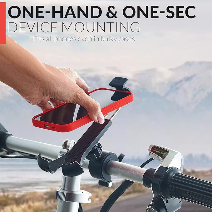 New 2025 Bicycle & Motorcycle Phone Mount - The Most Secure One-Handed Bike Phone Holder for iPhone, Samsung or Any Smartphone. Stress-Resistant and Highly Adjustable. +100 to Safeness & Comfort
