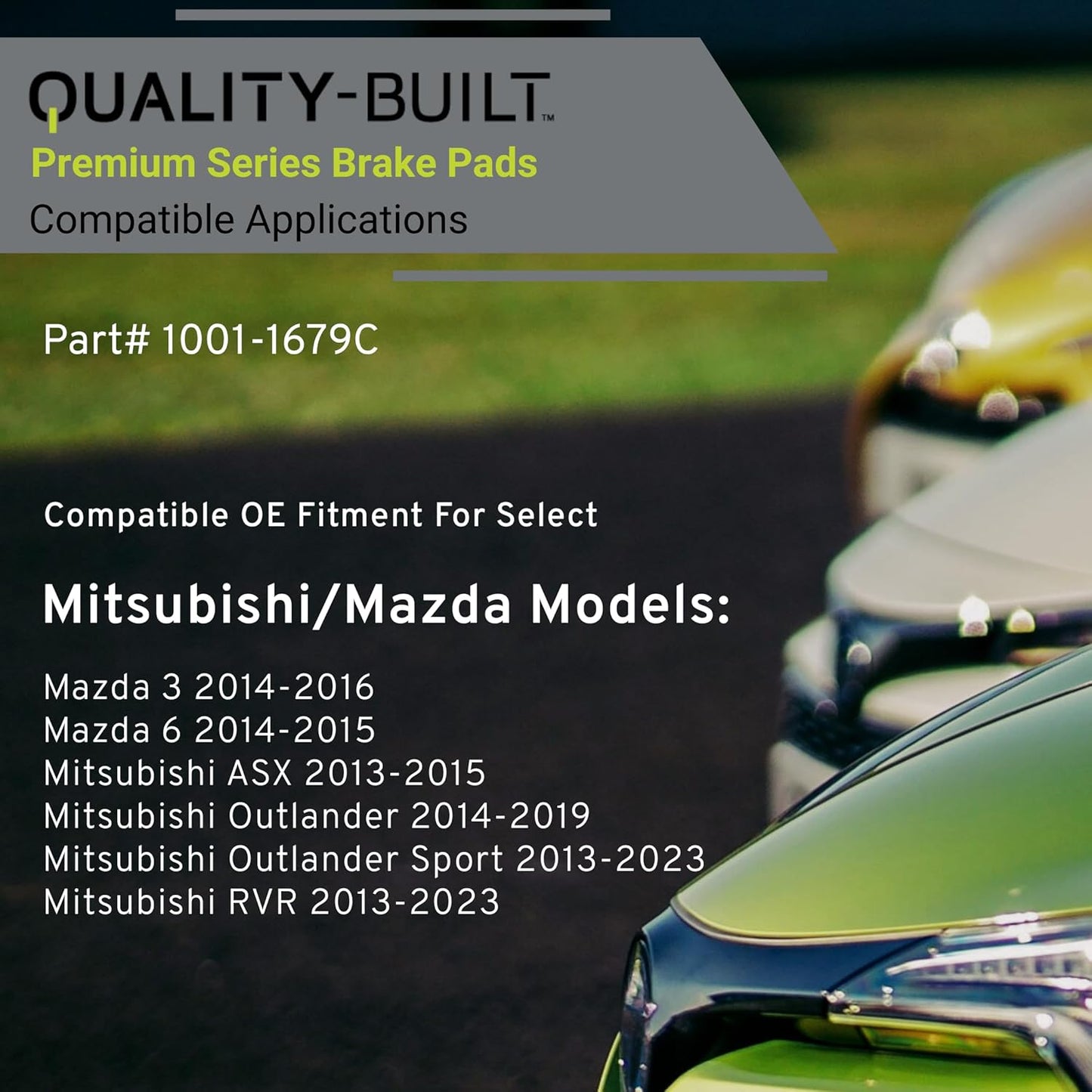 Premium Ceramic Rear Brake Pads (1001-1679C) Compatible with Mazda 3 2016-2014, 6 2015-2014, Mitsubishi ASX 2015-2013, Outlander 2019-2014, Outlander Sport 2023-2013, RVR 2023-2013