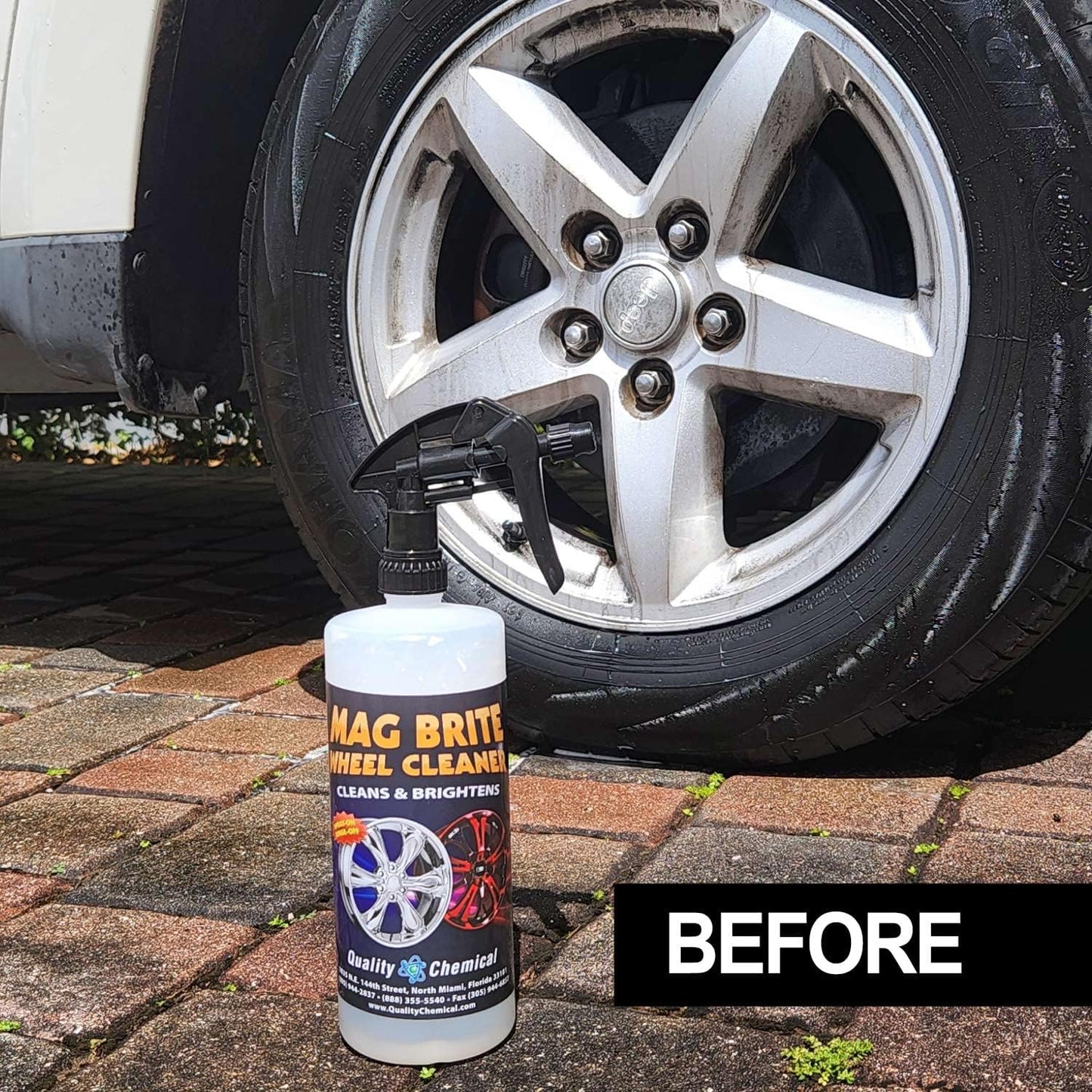 Quality Chemical Mag Brite/Acid Wheel and Rim Cleaner-Wheel and Tire Cleaner - Formulated to Safely Remove Brake Dust and Heavy Road Film - Best Car Wheel Cleaner for Rims - 1 Gallon Combo
