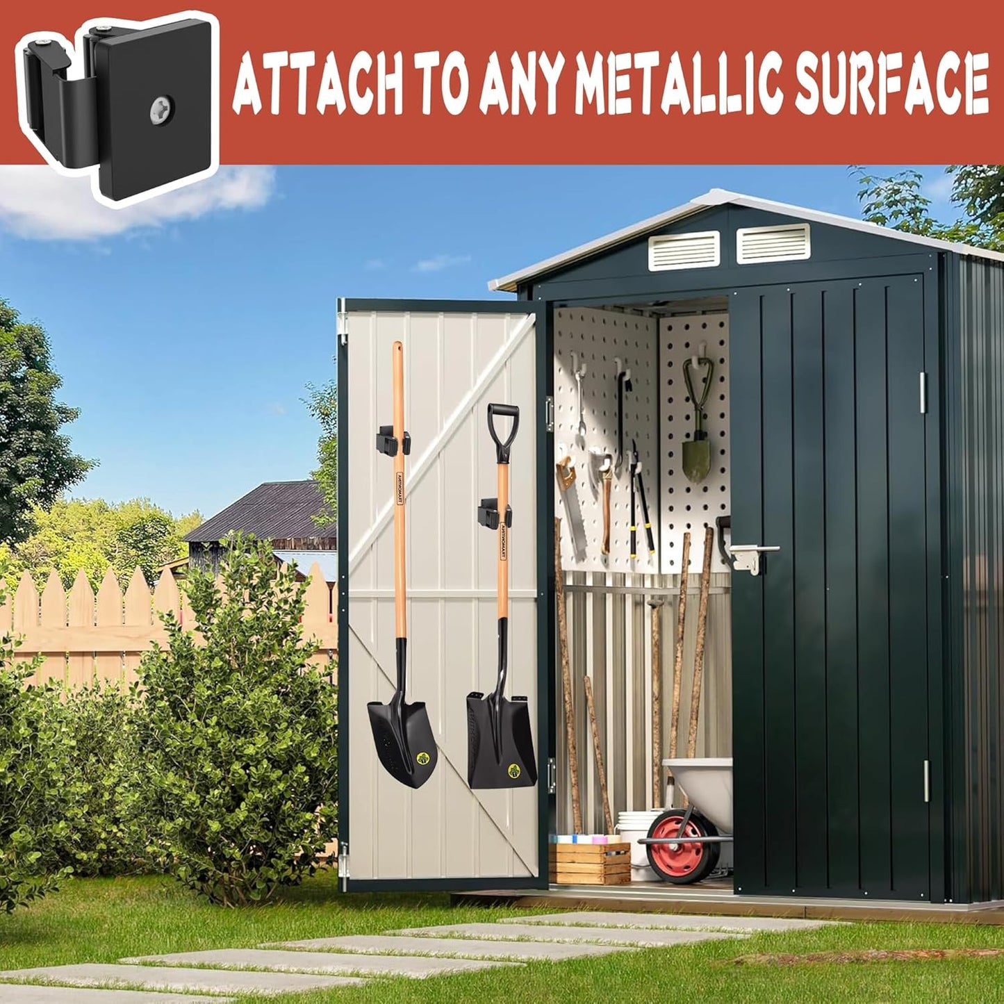 Magnetic Broom Holder,2 Pack Strong Magnetic Mount Broom and Mop Holder for Cleaning Tools,Power Non-Slip Magnetic Tool Holder Broom Hooks for Apartment RV Accessories Camper Garage Kitchen