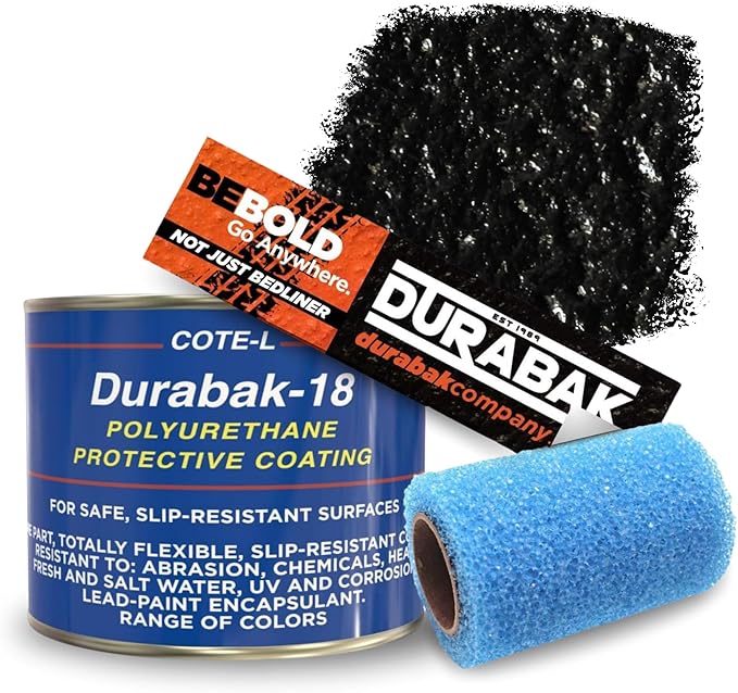 Durabak-18 Textured Truck Bed Liner Quart KIT - Roll On Coating | DIY Custom Coat for Bedliner and Undercoating, Auto Body, Automotive Rust Proofing, Boat Repair (Quart, Black)