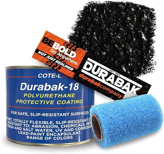 Durabak-18 Textured Truck Bed Liner Quart KIT - Roll On Coating | DIY Custom Coat for Bedliner and Undercoating, Auto Body, Automotive Rust Proofing, Boat Repair (Quart, Black)