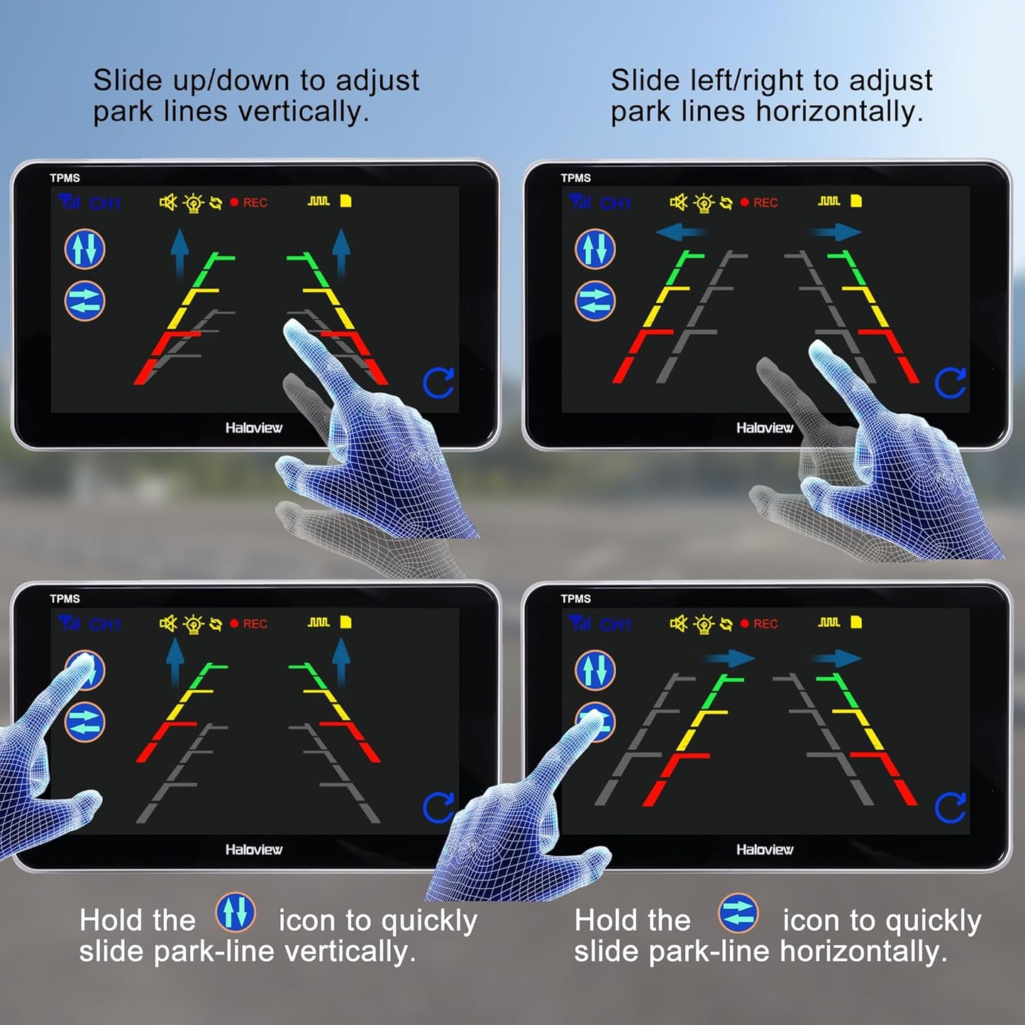 Haloview Byte Tango BT7 TPMS with 4 Sensors 1080P Wireless Backup Camera Monitor with Integrated Rv Tire Pressure Monitoring System, Ideal for RV Truck Trailer Camper TPMS-4