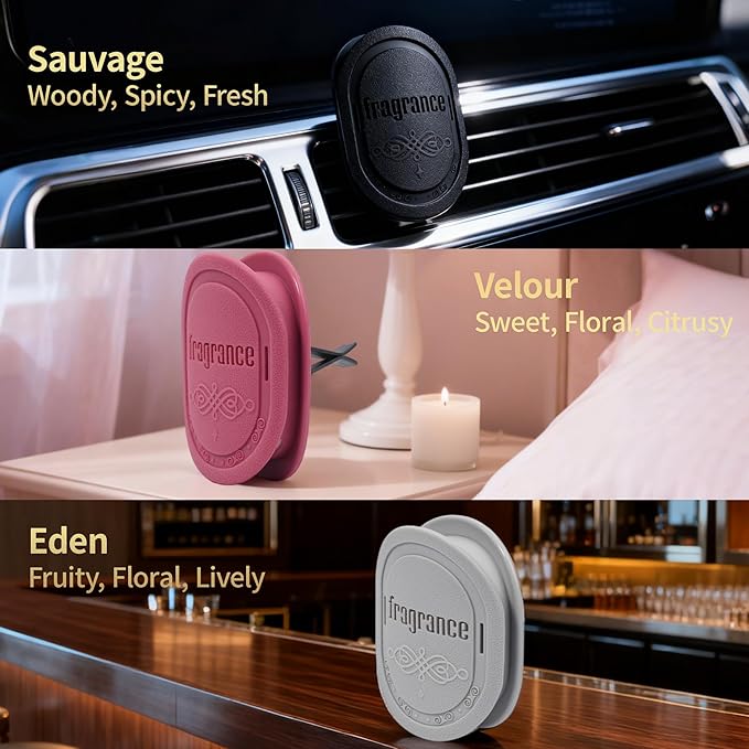 Light Scent Car Air Freshener, Car Diffuser, Made from Natural Essential Oils, Slow Emission & Long Lasting, Refresh & Air Purifying, Non-toxic, Replaceable, SDS/SGS Certified