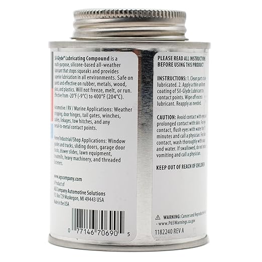 AGS Automotive Solutions SIL-Glyde Brush Top Can Multi-Purpose All-Weather Lubricating Compound for All Surfaces, 8 oz Lubricant Can, Silicone Lubricant, Ensure Friction Resistance