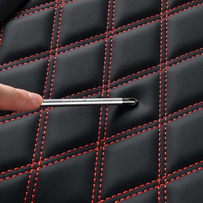Huidasource Rear Bench Car Seat Covers, Split Back Leather Seat Cover, Automotive Interior Car Seat Cover Protector Universal Fit for Most Cars Sedan SUV Pickup Truck (Back Row/Black&Red)