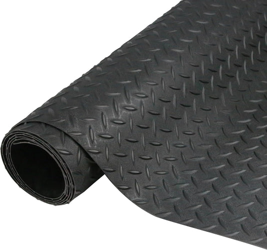 7.5 x 17 FT Garage Floor Mat,2.5 mm Thickness Diamond PVC Garage Flooring Roll, Anti-Slip Shop Floor & Parking mats for Workshop,Gym,Golf Cart Parking or Trailers