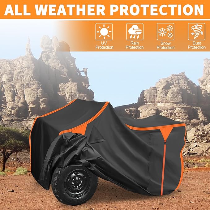 X AUTOHAUX ATV Cover for Polaris Sportsman 450/570Waterproof 4 Wheelers Quad Cover Outdoor Sun Rain Storage Protection 210D-PU Black 211x122x120cm/83.1x48x47.2in