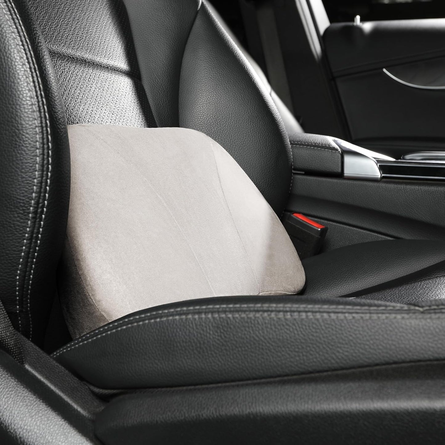 1P Lumbar Support Pillow,15.5x8.7 Memory Foam,Superfiber Suede,Drive car Back Pillows,seat,Office,Rest,Improve Posture(Off-White)