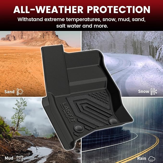 LASFIT Floor Mats & Trunk Mat for Land Rover Defender 110 2020-2025, TPE All Weather Custom Fit Floor Liner for Defender 110 7-Seater Full Set Car Mats and Cargo Liner, Black