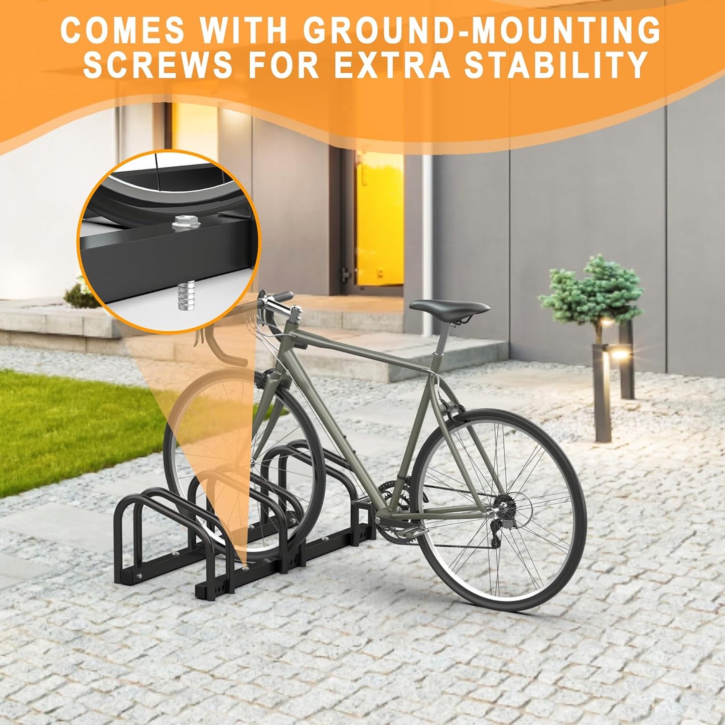 Ultrawall Bike Storage Rack for Garage, 3 Bikes Floor Bike Stand, Bicycle Parking Stand Rack for Indoor/Outdoor, Fit 22-28" Wheel Tire Width 2.1"