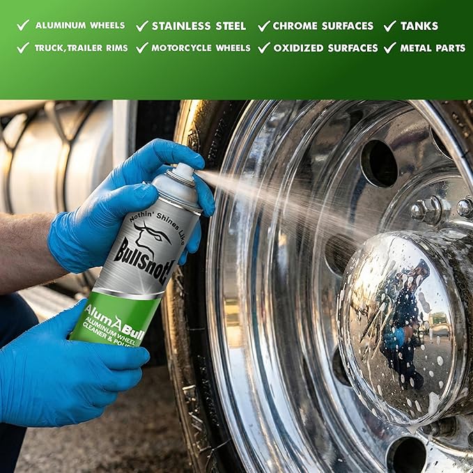 AlumABull Aluminum Wheel Cleaner & Polish - Restores Shine, Removes Tarnish & Oxidation, Protects Aluminum, Stainless Steel & Chrome - Non-Corrosive, Made in the USA
