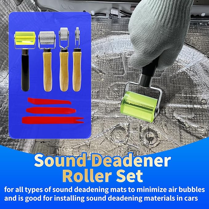 7Pcs Sound Roller, Sound Deadening Roller Metal Insulation Tool, Rubber Seam Roller, Sound Deadener Roller Set, Bearings Equipped Car Sound Deadener Application Wheel Roller (6mm 20mm 40mm 50mm)