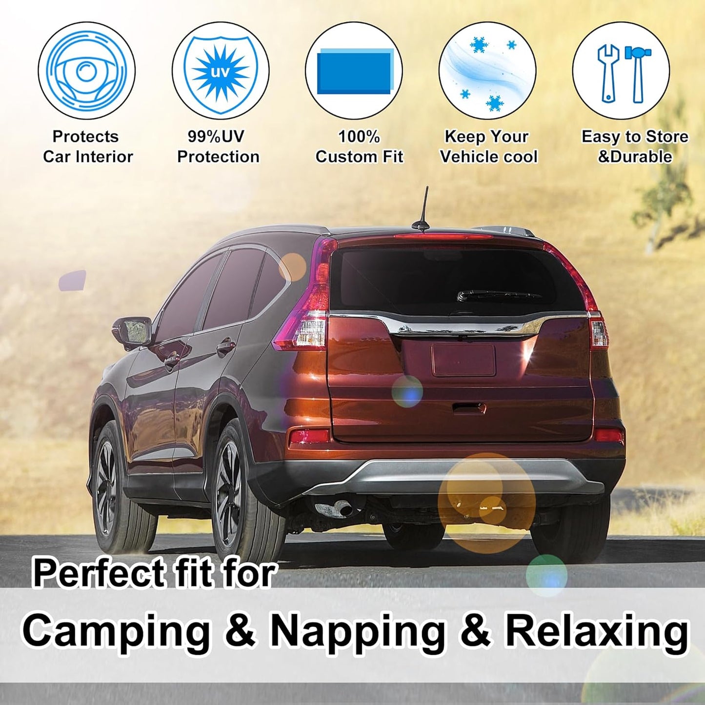 TINGLU Window Shades for Honda CR-V 2012 2013 2014 2015 2016 Accessories Car Side Full Windows Rear Triangular Windshield Sun Shade Sun UV Rays & Privacy Protection for Camping,Napping&Relaxing 8PCS