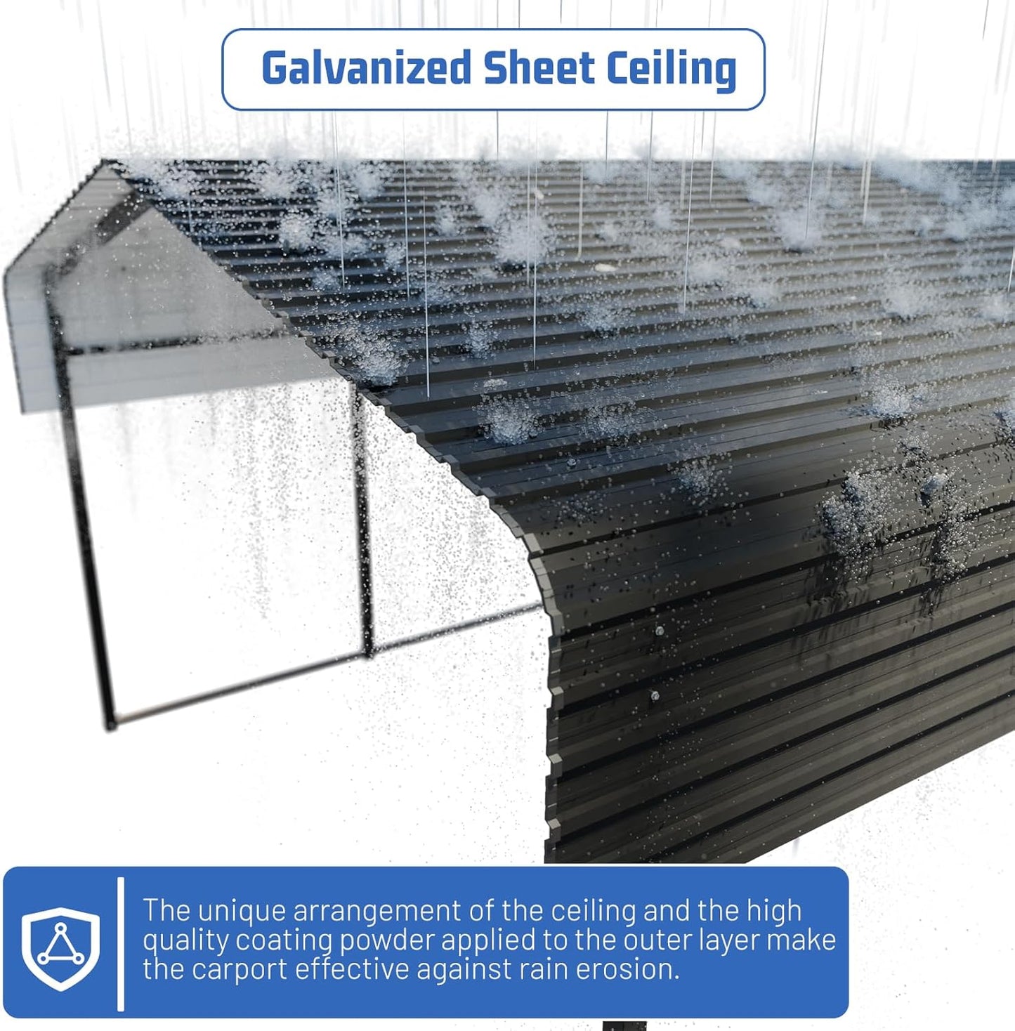 Metal Carport 13 * 20 FT Heavy Duty Carport Canopy with Galvanized Steel Roof Multi-Use Shelter Outdoor Portable Garage for Car, Boat, Pickup and Tractor