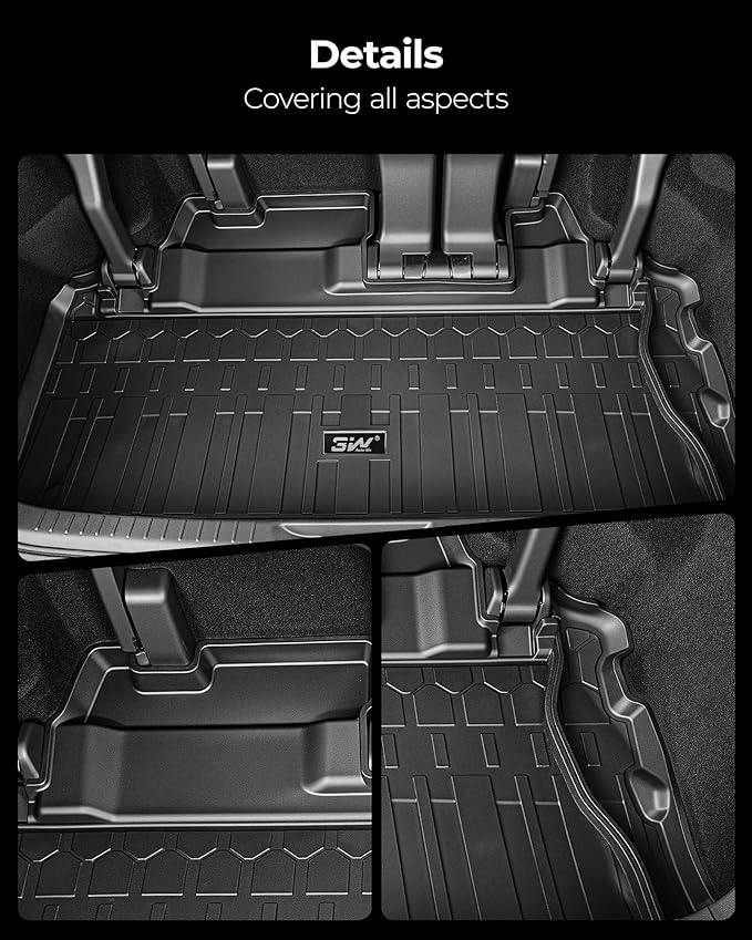 3W Cargo Mat Custom Fit for 2021-2026 Toyota Sienna, TPE Trunk Mat for Sienna 7 Seat & 8 Seat Car Accessories, Heavy Duty Cargo Liner