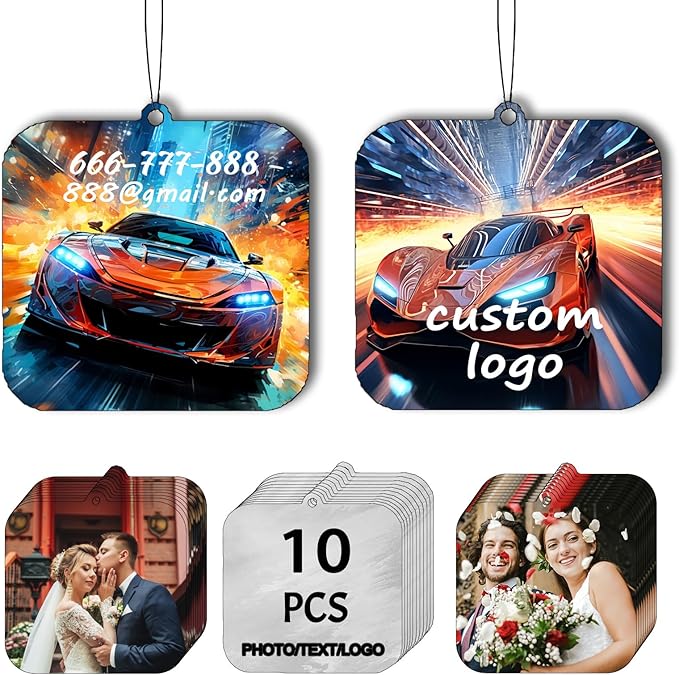 Generic 10Pcs Custom Photo Logo Text Air Fresheners, Double-Sided Car Air Fresheners with Photo Text Logo