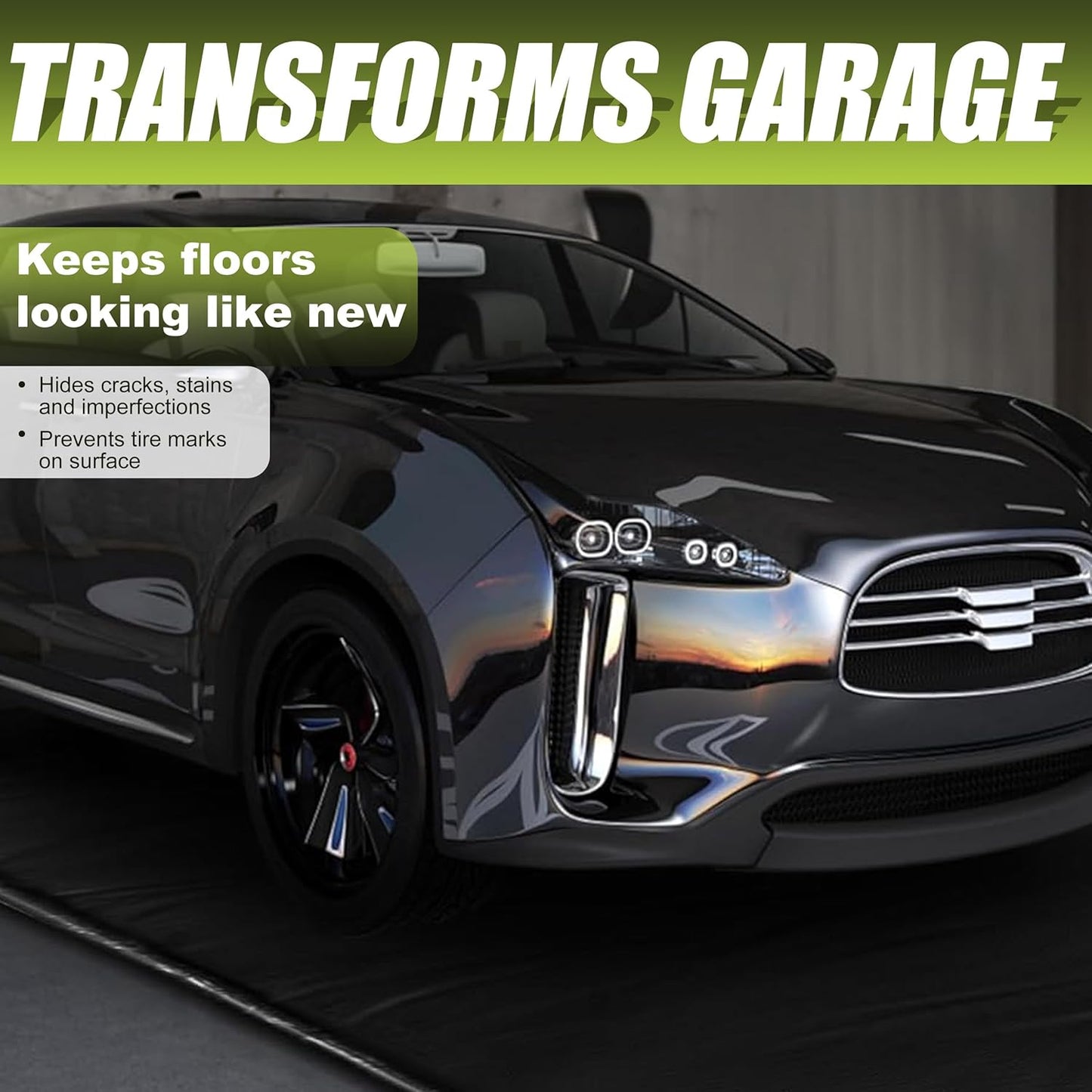 Garage Car Floor Mat, Containment Mat (Black) for Snow & Mud & Rain(7ft 9in x 18ft)