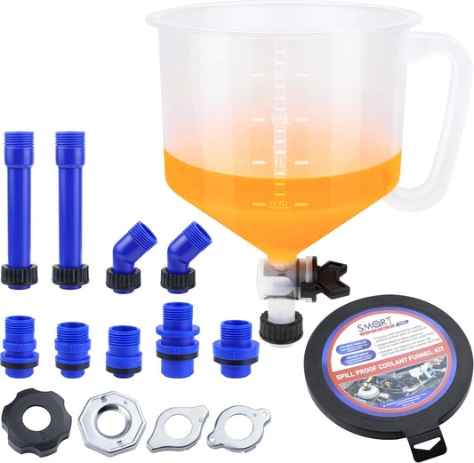 SMART JERRY - Coolant Bleeder Kit, Universal Radiator Burping Funnel, No-Spill Coolant Funnel, Flush Kit